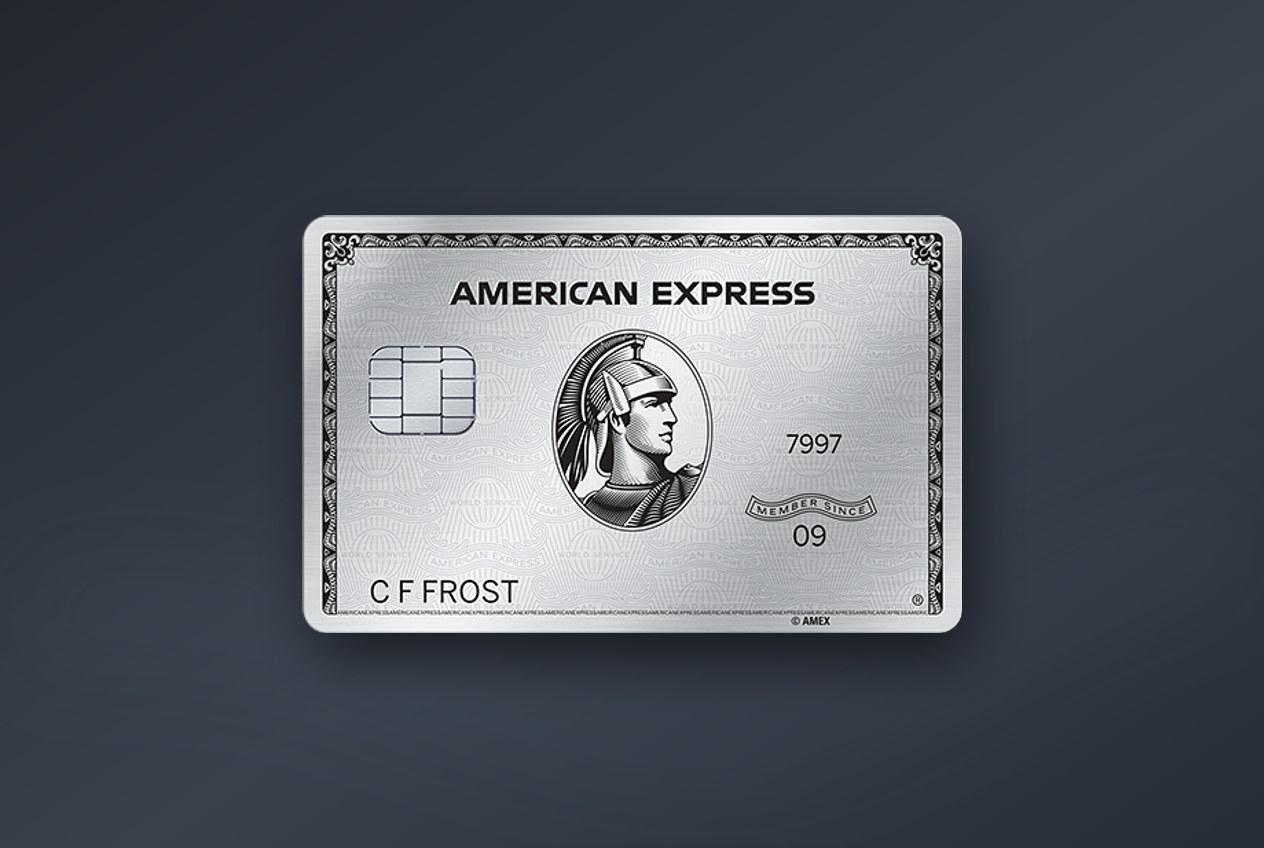 The American Express Platinum Card on a dark slate background