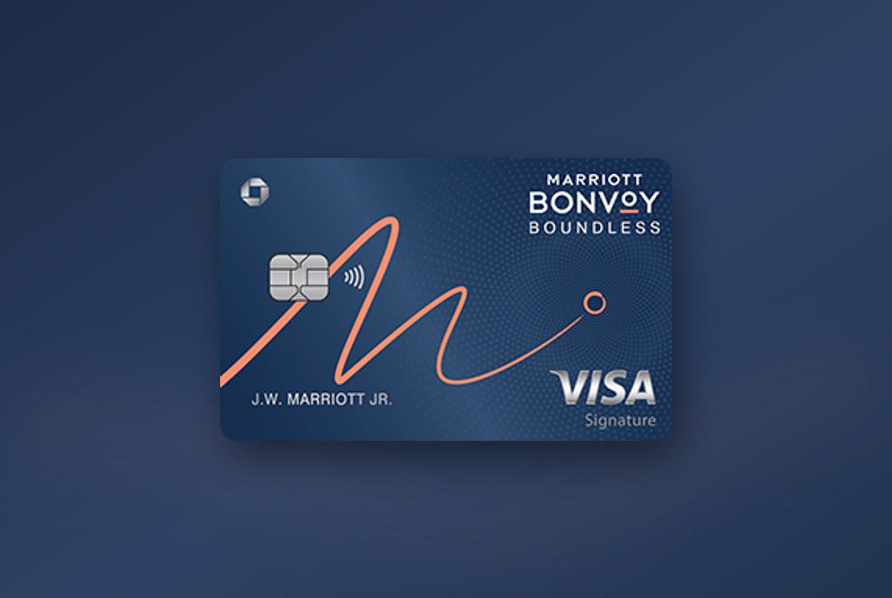 The Chase Marriott Bonvoy Boundless credit card on a navy background